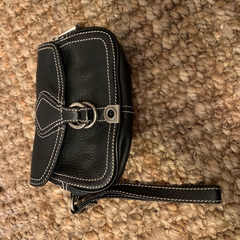 Marc Jacob black leather wristlet